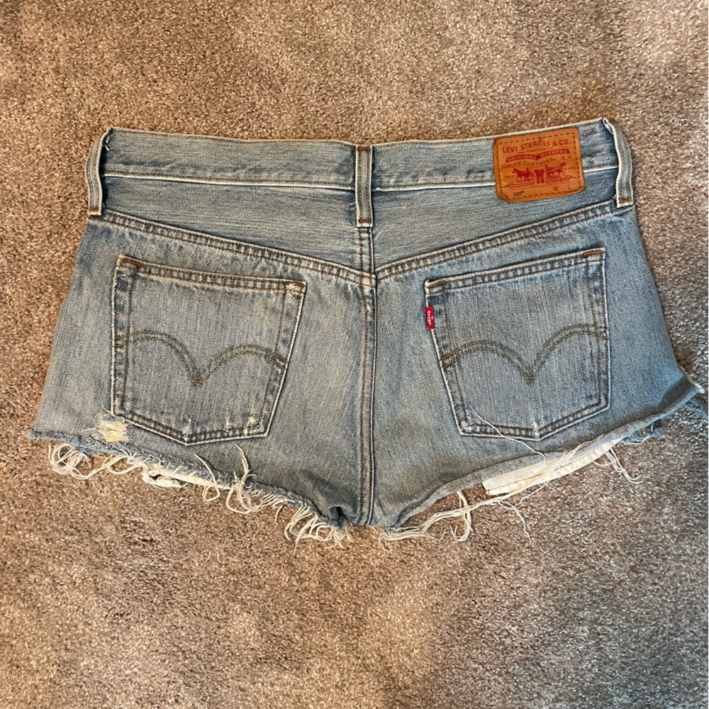 Levi's Women's Light Blue Distressed Jean Shorts
